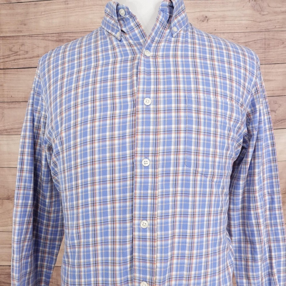 Chaps Shirt Mens Medium Blue Plaid Long Sleeve Button Down Casual Woven